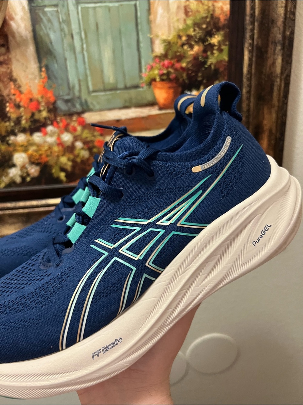 Asics Gel Nimbus 26 Blue Running Shoes - Picture 11 of 14